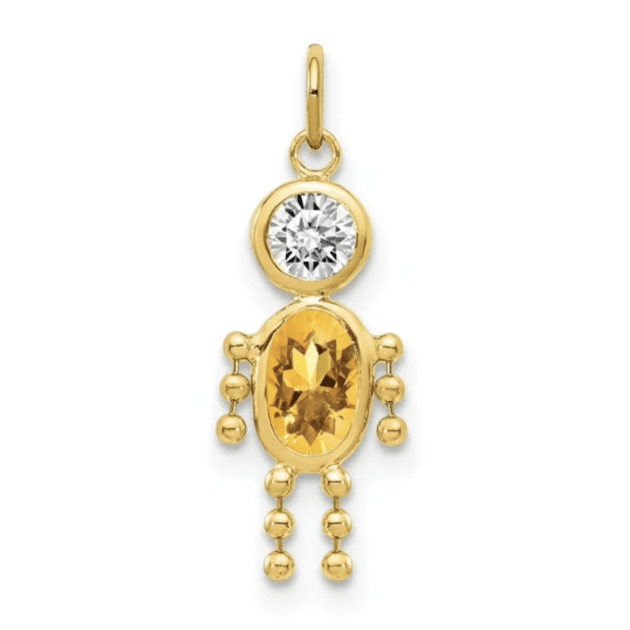 10K Yellow Gold November Boy Birthstone Necklace Charm Pendant